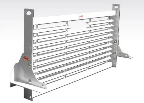 WG51 – RKI Headache Rack, Louvered 51 Inch Powder Coated White Steel With 3rd Brake Light Cutout For Service Body Tru...